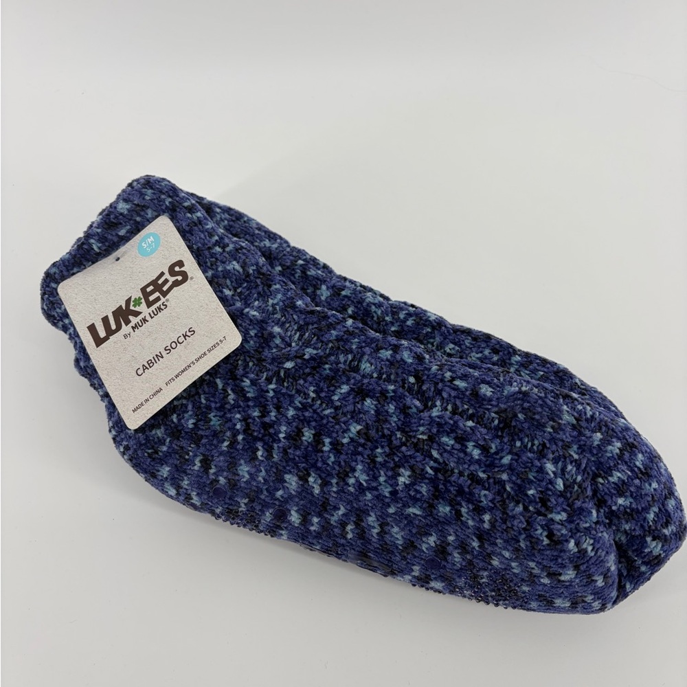 Muk‎ Luks Navy & Blue Cabin Socks S/M (5-7)